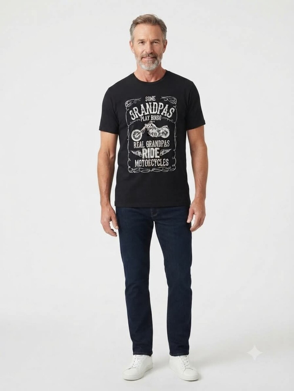 Real Grandpas Ride Motorcycles BLACK T-shirt of the Loom Lofteez HD Large